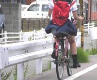 チャリJK舞い上がりパンチラ