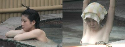 スレンダー小胸ギャル露天入浴中