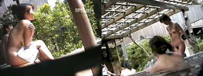 露天風呂を内部から盗撮