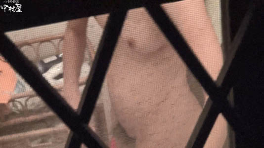 格子と網戸の向こうは民家の脱衣スペース、ハダカが丸見えです