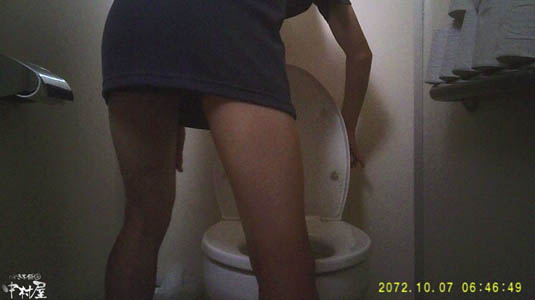 カラダの細い娘はちゃんと手で水洗レバーを押してます